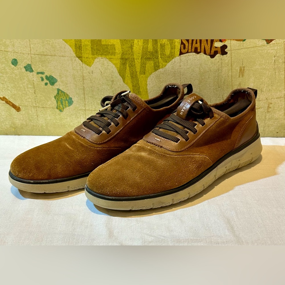 Cole Haan GENERATION ZEROGRAND Cognac Suede Men’s Lace-Up Shoes Size 12 EUC